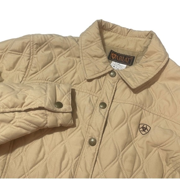Ariat Quilted Barn Coat Jacket Women's Medium Equestrian Style Beige Utility - Picture 1 of 12